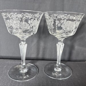 Fostoria Midnight Rose Etched Champagne Tall Sherbets 5 1/2" Elegant Glass