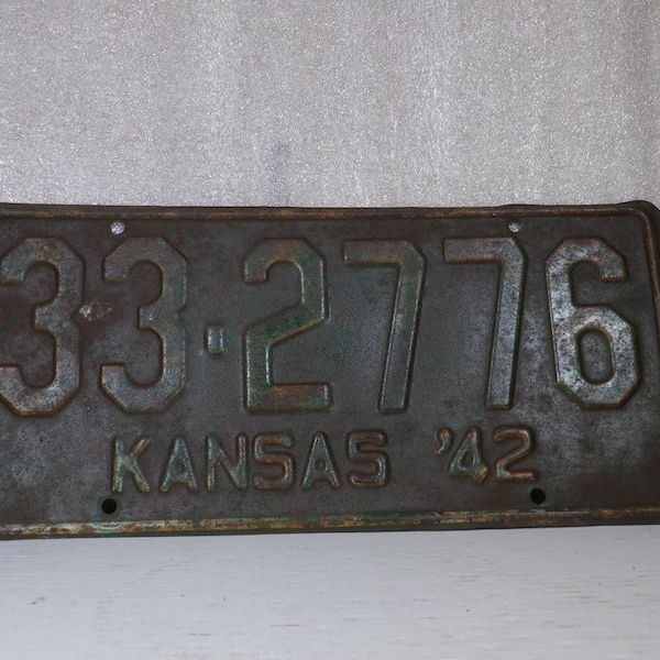 1942 Kansas Car Tag License Plate 33-2776 Barton County Rat Rod, Man Cave