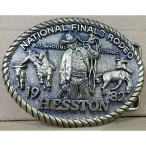 1982 9th Annual National Finals Rodeo Hesston Collector Belt Buckle