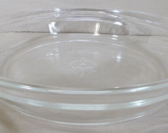 Anchor Hocking Fire King 461 Clear Glass 9" Round Pie Plate Scalloped Handle