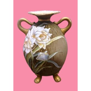 1911-1921 Nippon Hand Painted Morimura Bros Floral Double Handle Moriage Vase