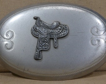 Boucle de ceinture style western vintage en métal plaqué nickel