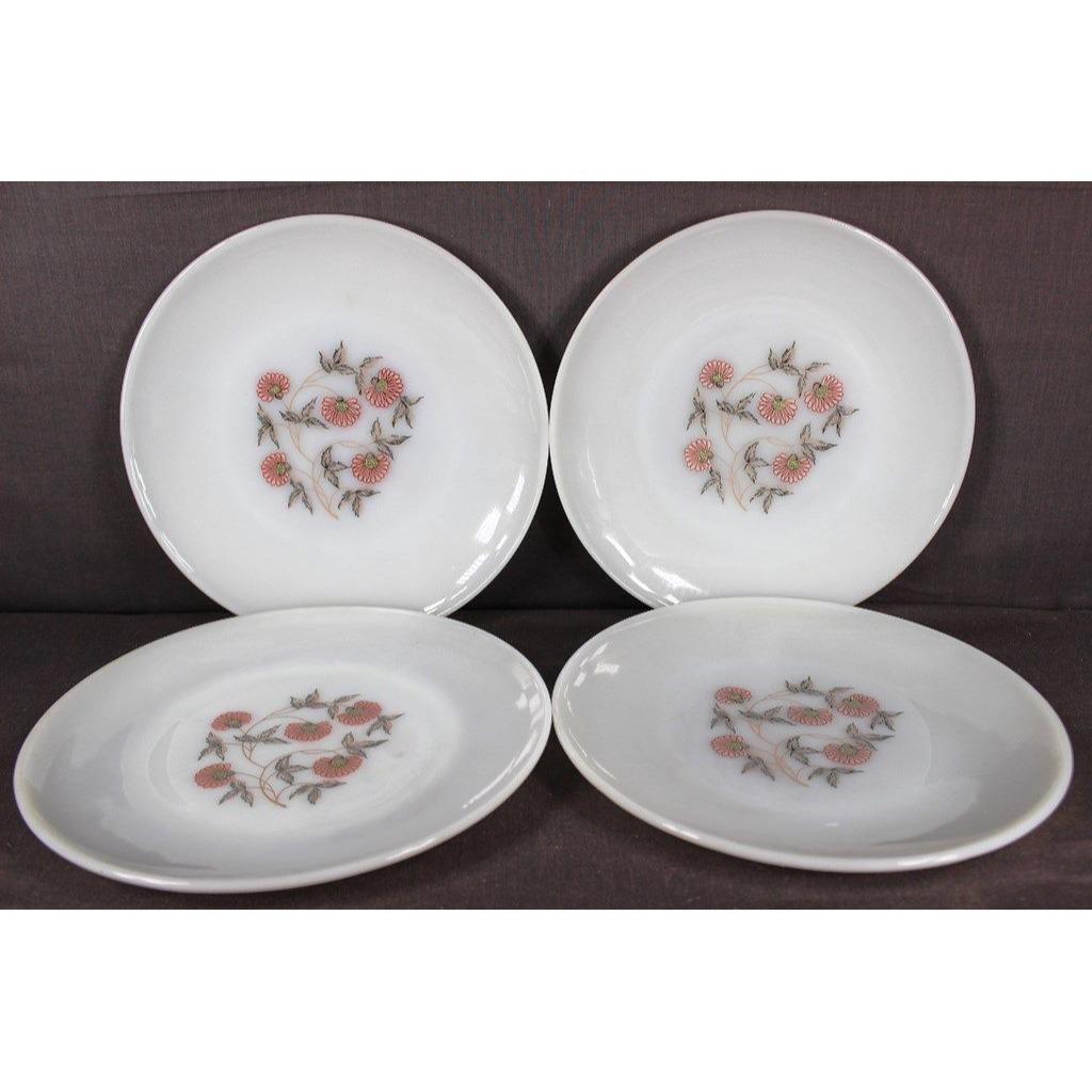 4 Anchor Hocking Fire King Ovenware Fleurette Floral Pattern Milk