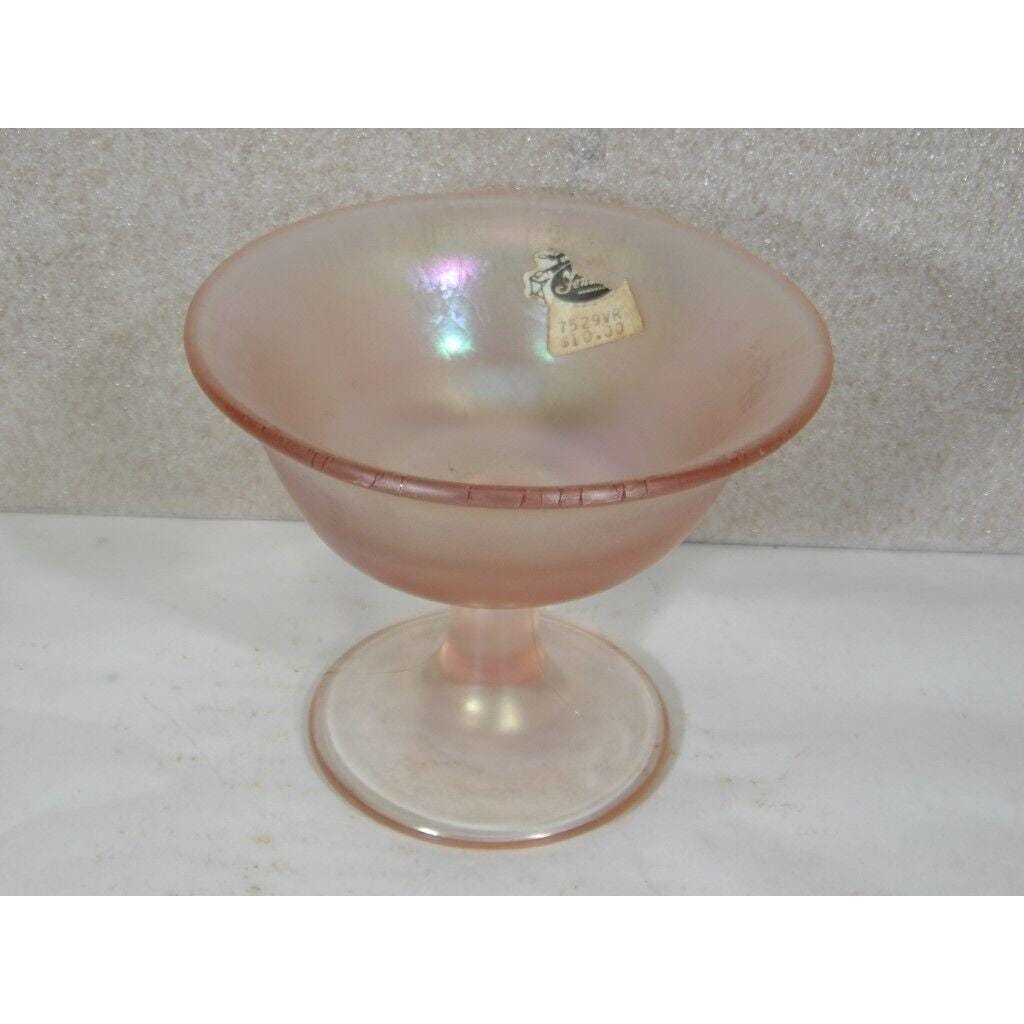 ヴィンテージ フェントン ピンク ベルバ ローズ 虹色ストレッチグラス