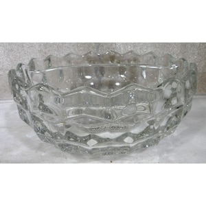 Vintage Fostoria American Clear Glass 6 1/2&quot; Divided Sauce/Mayonnaise Bowl Dish