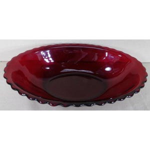 Cuenco ovalado para servir verduras de 9&quot; en color rojo rubí real de Anchor Hocking