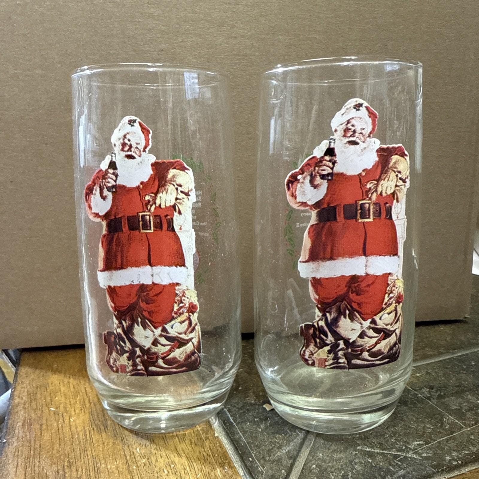 Coca-Cola サンタクロース グラス 3個セット 2 Vintage Christmas Santa Claus Glasses Coca-Cola Coke 12oz