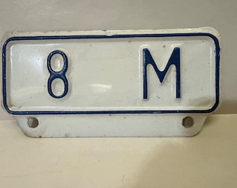 1960 Kansas Farm Weight License Plate Topper 8M Blue White Metal Tag Vintage Americana Collectible Car Decor