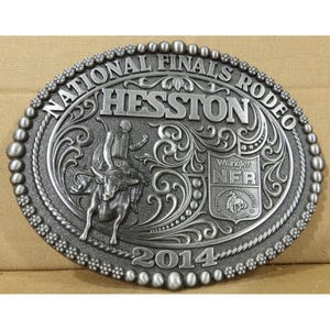 Vintage Montana Silversmiths 2014 Hesston National Rodeo Finals Belt Buckle