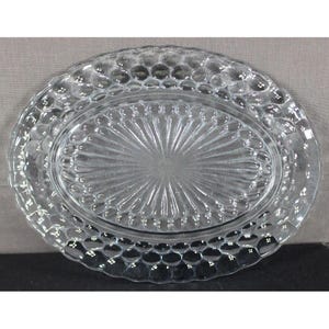 Vintage Anchor Hocking Light Blue Bubble Oval Platter 12&quot; Depression Glass
