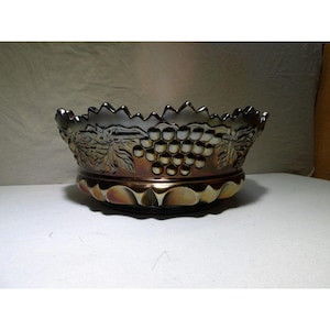 Northwood Amethyst Carnival Glass Grape & Cable 9” Bowl
