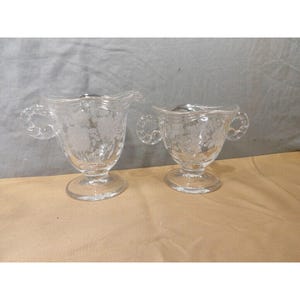 FOSTORIA willowmere etched creamer & sugar