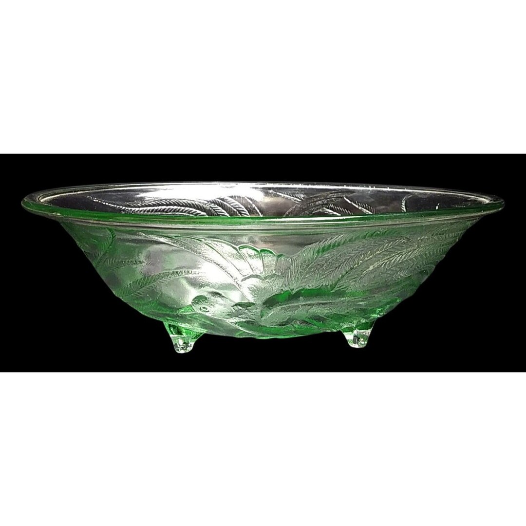 Vintage Green Tiara Indiana Glass Empress Bird of Paradise