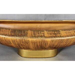 Vintage Freeman Mcfarlin California Pottery USA Brown Gold Brush Strokes Planter