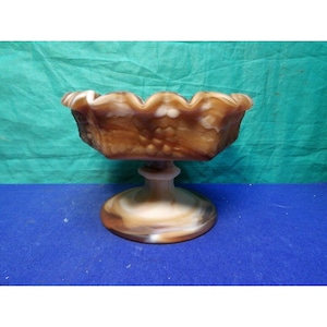 Vintage Imperial Glass Co Caramel Slag Glass Pedestal Compote Dish