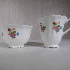 Shelton Floral Pattern Open Sugar Bowl & Creamer Footed 2-handled