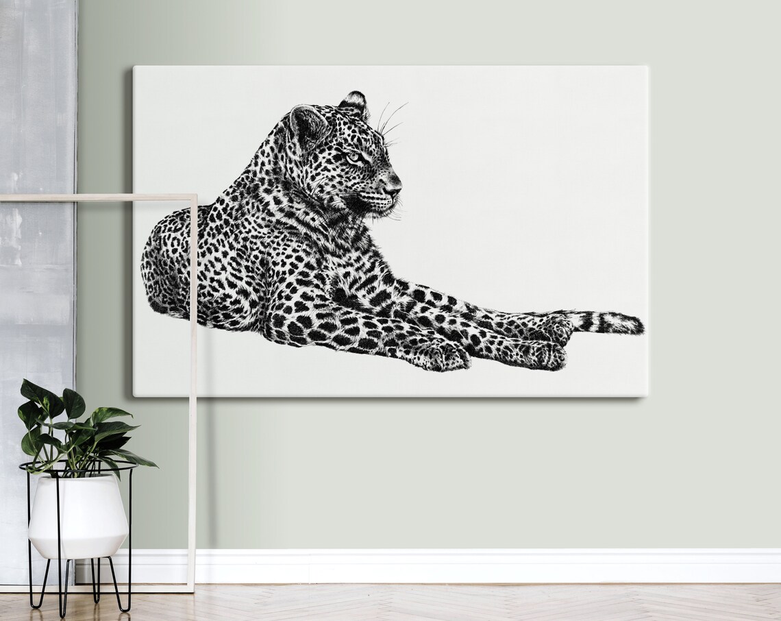 Animal Canvas Art Black and white Artwork Wall Art Modern Etsy