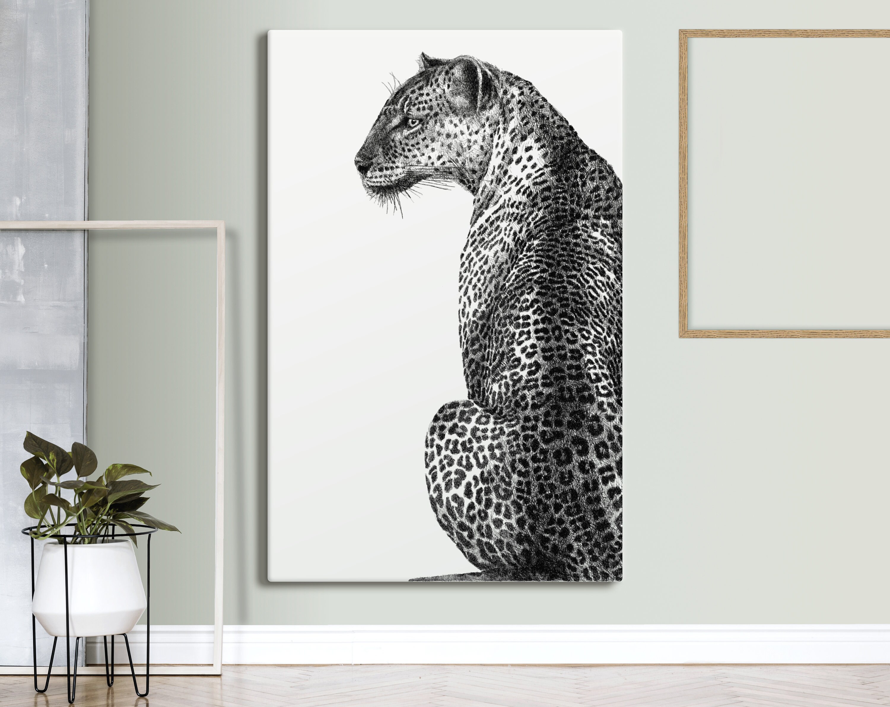 Animal Canvas Art Black and white Artwork Wall Art Modern Etsy