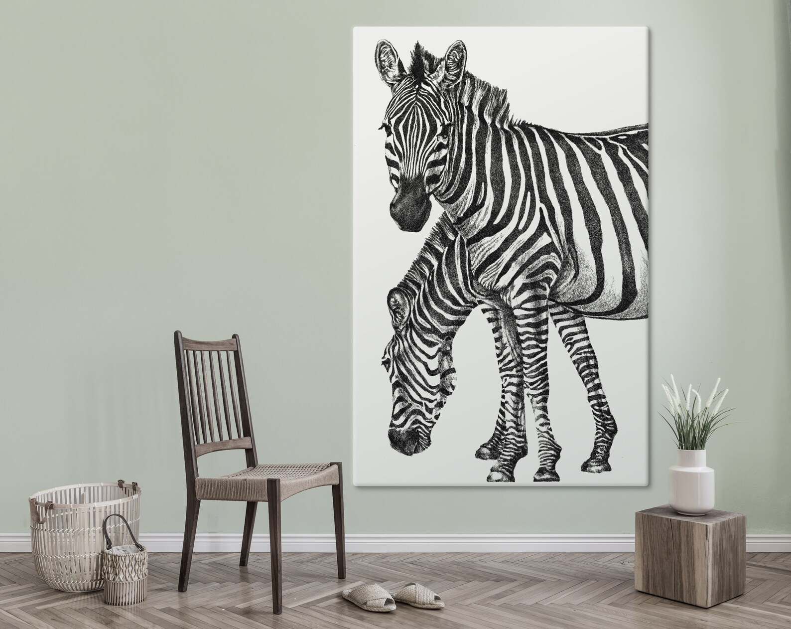 Animal Canvas Art Black and white Artwork Wall Art Modern Etsy