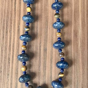 Lapis Lazuli and Tiger Eye Beaded Necklace