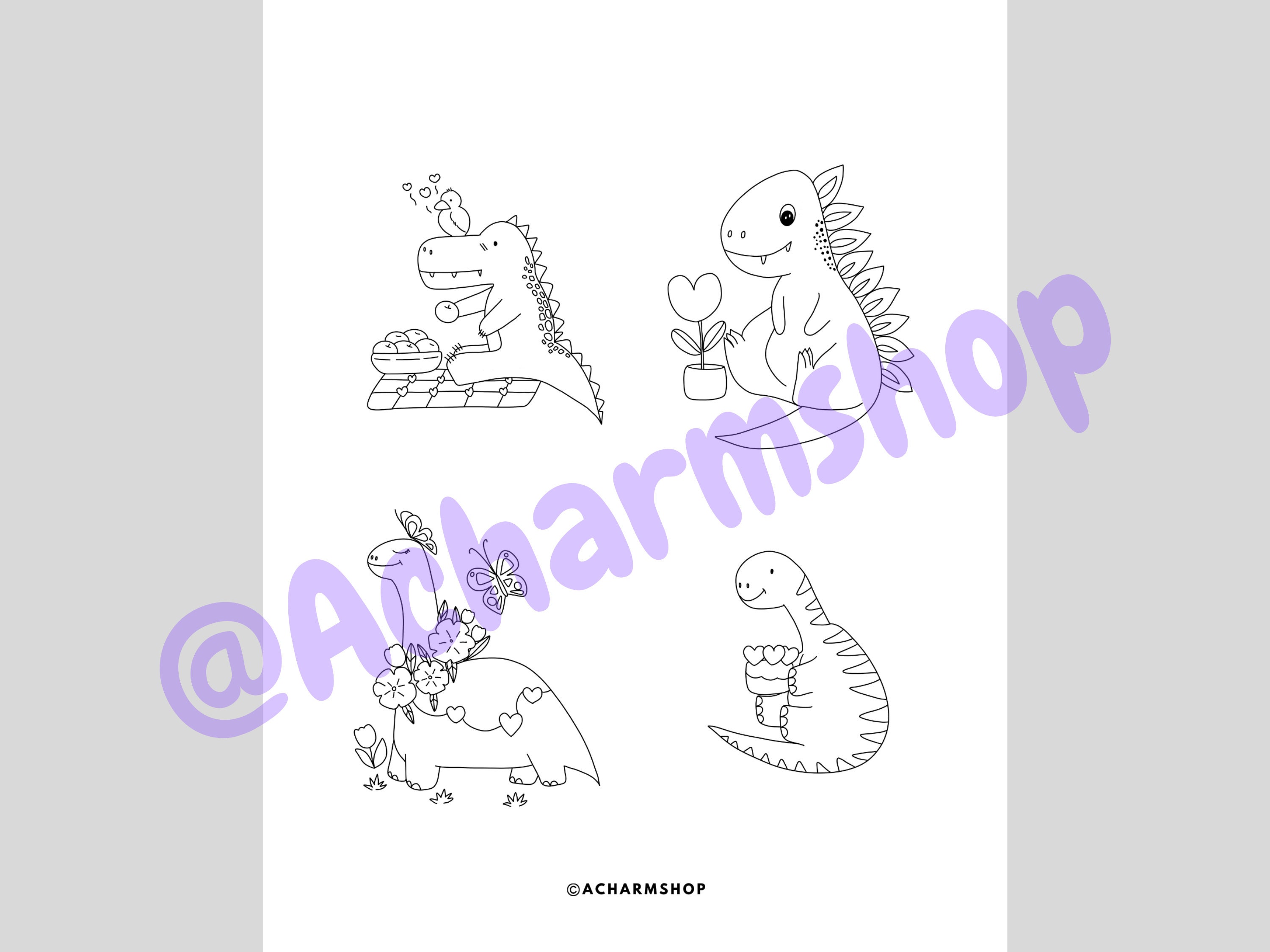 Mini Dinosaur Coloring Pages, Printable Coloring Page for Kids - Etsy