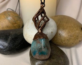 Raw Clear Quartz Point Copper Pendant Pisces Birthstone Necklace Electroformed Copper Jewelry