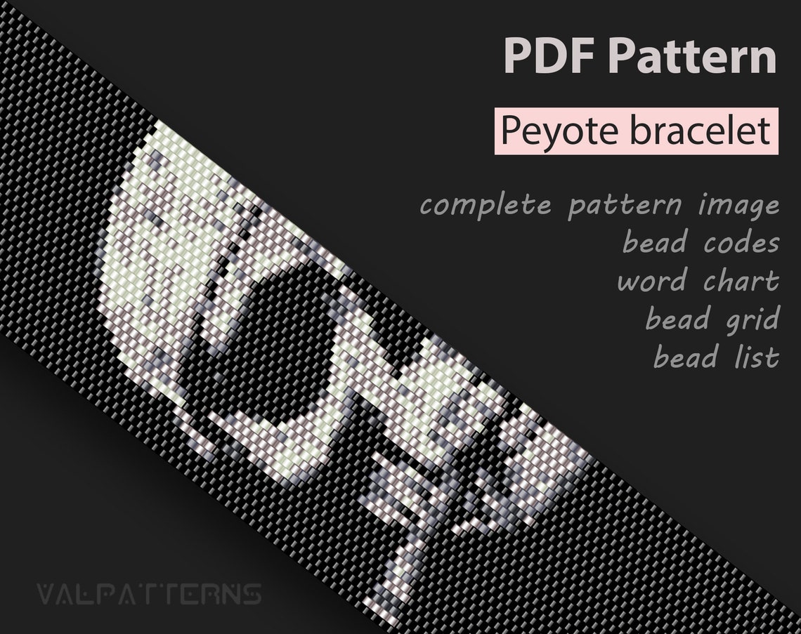 Schädel Peyoted Armband Muster seltsame Graf Peyote Muster ...