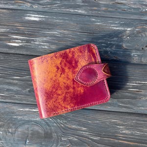 Cartera de cuero con diseño de concha de cordobán, cartera plegable de cuero personalizada, cartera plegable de cuero, cartera minimalista, cartera EDC, cartera minimalista, cartera para tarjetas.