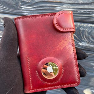 Cartera premium de cuero cordobés con diseño de concha, cartera AirTag, cartera personalizada, cartera para tarjetas, cartera minimalista, cartera plegable, cartera delgada simple, mini cartera