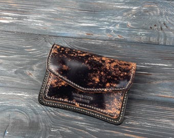 Handgemaakte cordovan portemonnee, cowboystijl, minimalistisch design