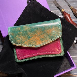 Cartera de cordobán con cadena, cartera EDC, cartera personalizada, cartera minimalista, cartera fina, cartera premium, cartera para tarjetas, cartera minimalista, cartera para hombre