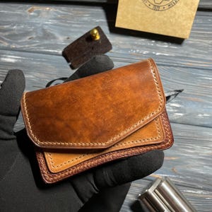Cartera de cordobán con cadena, cartera EDC, cartera personalizada, cartera minimalista, cartera fina, cartera premium, cartera para tarjetas, cartera minimalista, cartera para hombre