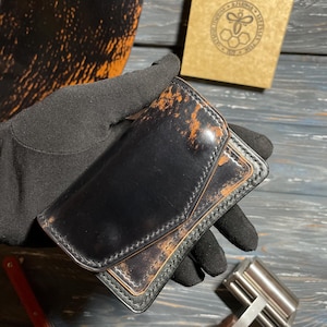 Portefeuille Shell cordovan chaîne portefeuille edc portefeuille personnalisé portefeuille minimaliste portefeuille mince portefeuille premium portefeuille de cartes portefeuille minimal portefeuille pour hommes