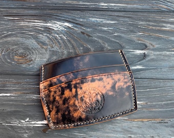 Shell cordovan premium leren kaarthouder, slanke minimalistische portemonnee