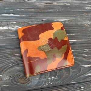 Gefaltetes Portemonnaie Camouflage Leder Brieftasche minimalistische Brieftasche benutzerdefinierte Brieftasche schlanke Brieftasche kleine Brieftasche minimale Brieftasche faltbare Brieftasche Karte Brieftasche