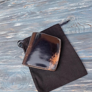 Carteira Shell Cordovan Carteira Premium Carteira Bifold Carteira Personalizada Carteira Dobrável De Couro Carteira EDC Carteira Segura Carteira Bonita Carteira Minimalista Parede