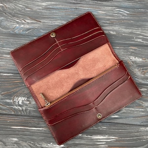 Cartera larga de viaje de cuero premium, cartera personalizada, cartera EDC, cartera para tarjetas, cartera segura, cartera para hombre, cartera plegable