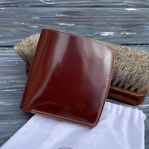 Carteira Shell Cordovan, carteira dobrável, carteira personalizada, carteira EDC, carteira minimalista, carteira dobrável, carteira para cartão, carteira premium, carteira segura