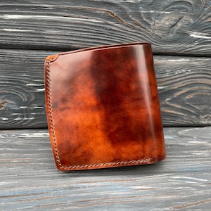 Cartera premium de cordobán con concha, cartera plegable, cartera personalizada, cartera EDC plegable de cuero, cartera segura, cartera linda, cartera minimalista simple, linda