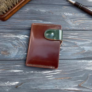 Cartera EDC de piel de cordobán con diseño de concha, cartera minimalista sencilla, cartera personalizada, cartera pequeña, cartera delgada, cartera para tarjetas, cartera premium, tarjetero