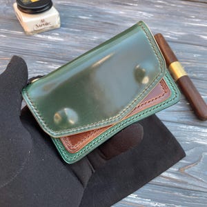 Cartera de cordobán con cadena, cartera EDC, cartera personalizada, cartera minimalista, cartera fina, cartera premium, cartera para tarjetas, cartera minimalista, cartera para hombre