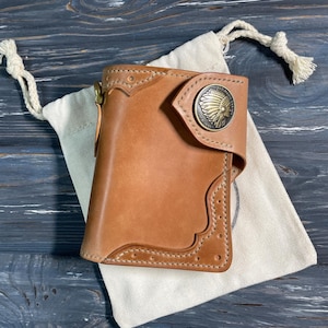 Shell Cordovan Wallet premium bikerplånbok specialdesignad plånbok vikplånbok kortplånbok