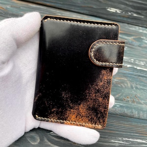 Cartera premium de piel de cordobán Shell, cartera personalizada, mini cartera, cartera pequeña, cartera minimalista, cartera segura, cartera simple, mini cartera