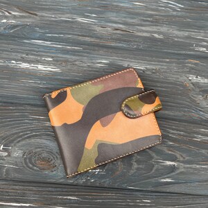 Bifold Brieftasche Camouflage Leder Brieftasche Minimalistische Brieftasche benutzerdefinierte Brieftasche kleine Brieftasche schlanke Brieftasche minimale Brieftasche faltbare Premium Brieftasche