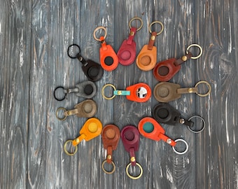 Handmade Leather AirTag Keychain, Italian Leather Key Fob