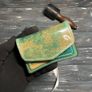 Cartera de cordobán con cadena, cartera EDC, cartera personalizada, cartera minimalista, cartera fina, cartera premium, cartera para tarjetas, cartera minimalista, cartera para hombre