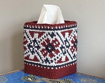 Aztec intarsia crochet container pattern (PDF)