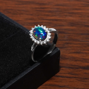 Ethiopian Opal Gemstone Ring 925 Sterling Silver Ring Natural Ethiopian Opal Silver Ring Multi Fire Ethiopian Opal Ring Gift For Her