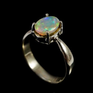 Ethiopian Opal Gemstone Ring 925 Sterling Silver Ring Natural Ethiopian Opal Silver Ring Multi Fire Ethiopian Opal Ring Gift For Her
