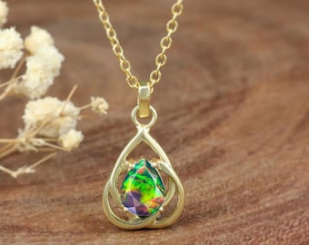 AAA Ethiopian opal pendant necklace for women October birthstone opal jewelry Minimalist necklace fire opal jewelry Vintage fire opal